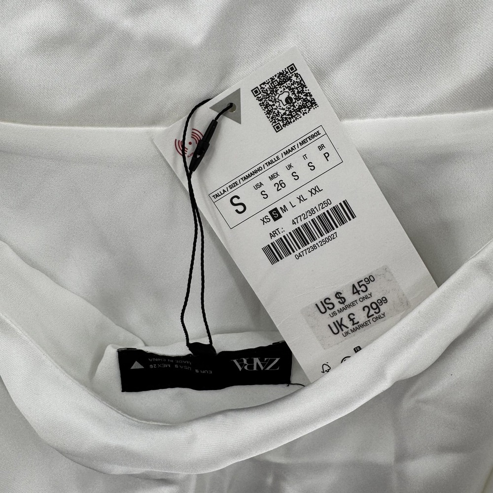 ZARA Dress Womens Small White Satin Halter Mini Back Bow Open Back Party New Tag - Picture 7 of 12